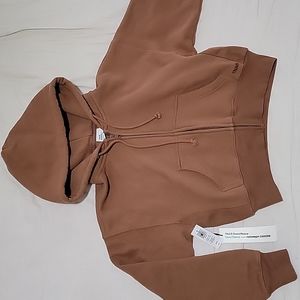 Cropped brown zip sweater